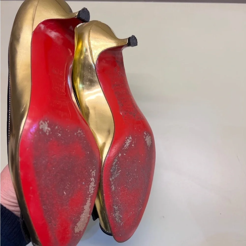 Authentic Christian Louboutin Gold and Black Heels - Picture 5 of 8